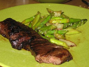 Teriyaki Skirt Steak with Sesame Asparagus